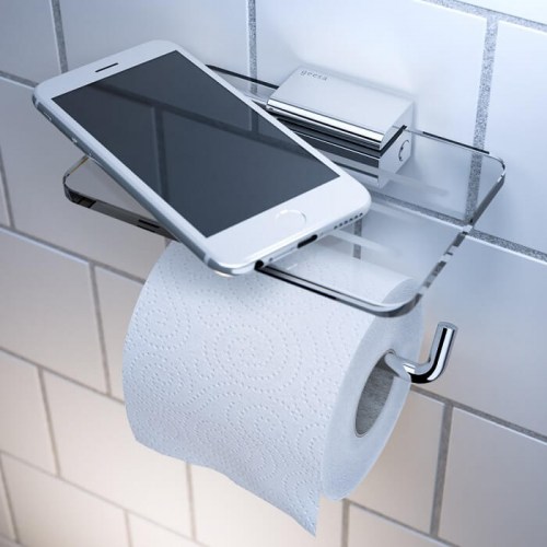 χαρτοθήκη μπάνιου με βάση για κινητό τηλέφωνο